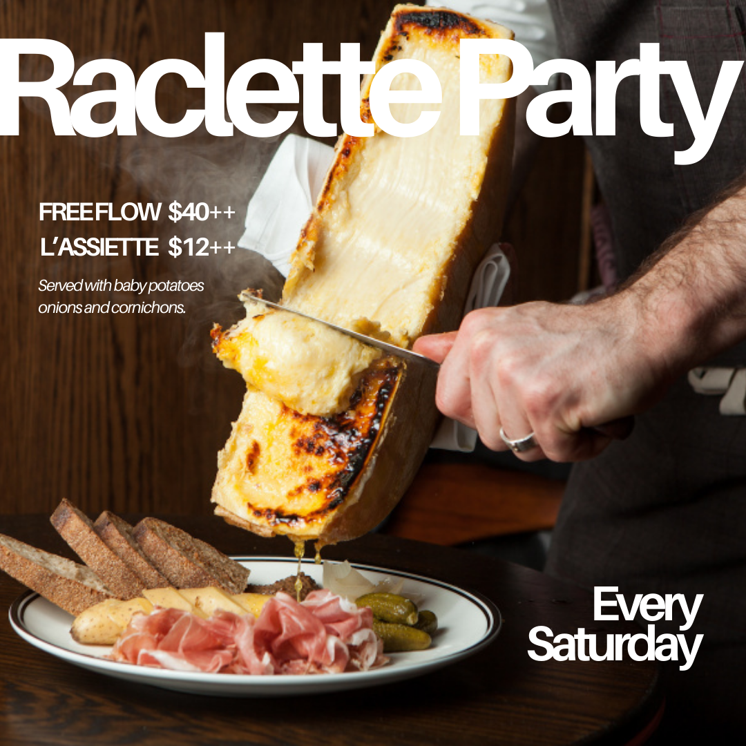 Enjoy Raclette every Saturday night at la Cabane: 